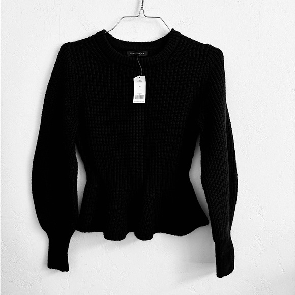 Banana Republic NWT Black Medium / Heavy  Chunky Knit Long Sleeve Peplum Sweater - Picture 10 of 10
